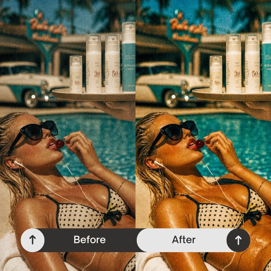 Inspired by pool days, beach clubs, vintage summers, and colorful vacation moments, this pack transforms your photos into vibrant, scroll-stopping visuals with a fun, editorial edge.

Perfect For

• Summer and vacation photography
• Poolside and beach content
• Bright lifestyle and influencer content
• Colorful travel photography
• Retro and vintage-inspired aesthetics
• Vibrant Instagram and social media feeds