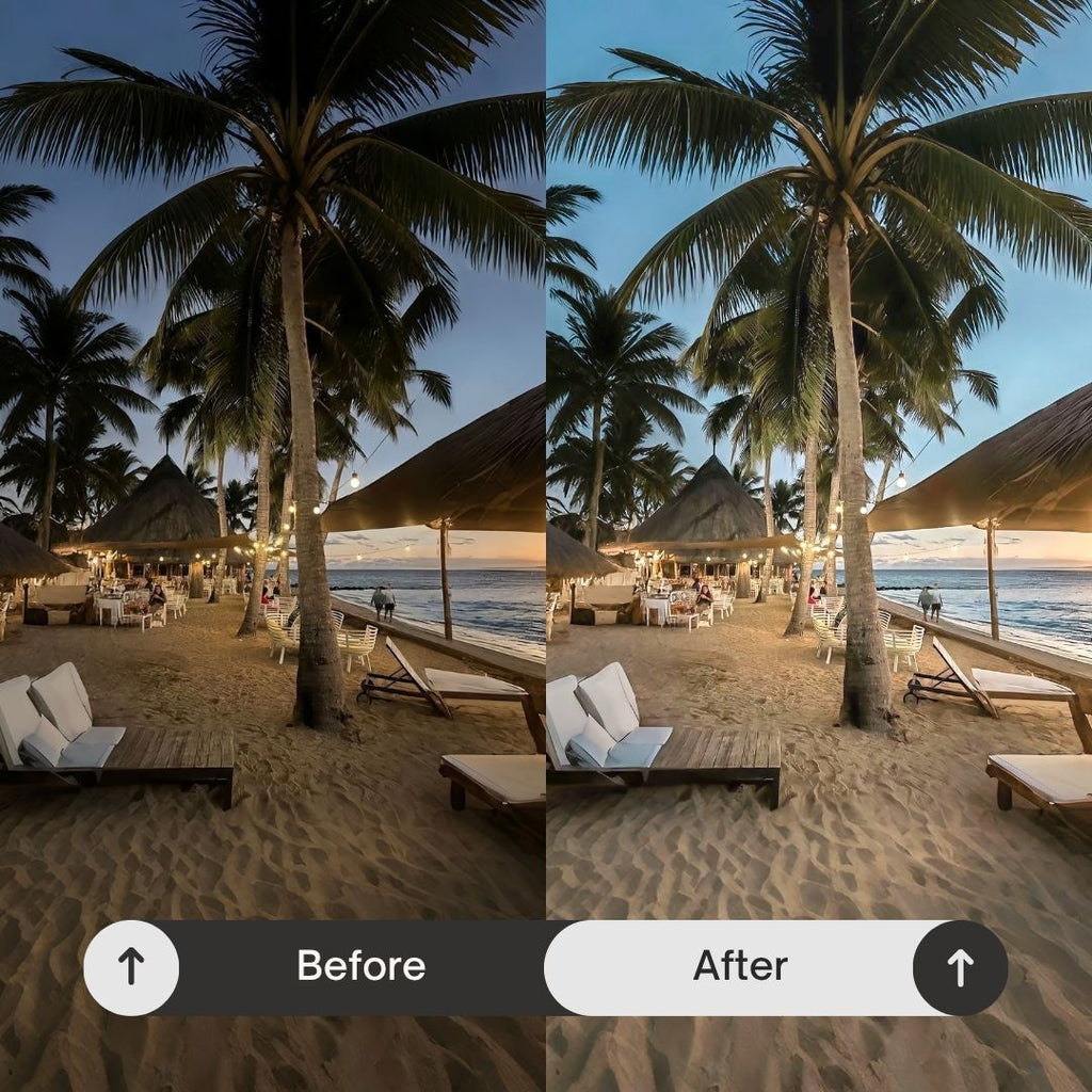 Inspired by coastal luxury, minimal interiors, and sunlit moments, this pack transforms your photos into soft, cohesive visuals that feel both relaxed and beautifully curated.

Perfect For

• Beach and coastal photography
• Weddings and event content
• Interiors and home aesthetics
• Lifestyle and everyday content
• Travel and destination photos
• Soft, clean, cohesive social media feeds