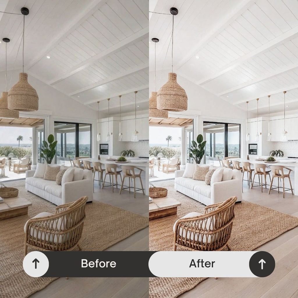Inspired by modern interiors and luxury real estate, this pack transforms your photos into crisp, inviting visuals that highlight texture, structure, and design without overpowering the space.

Perfect For

• Interior, apartment, and home photography
• Real estate and property listings
• Modern, minimal aesthetics
• Lifestyle and at-home content
• Architecture and design visuals
• Clean, cohesive social media feeds