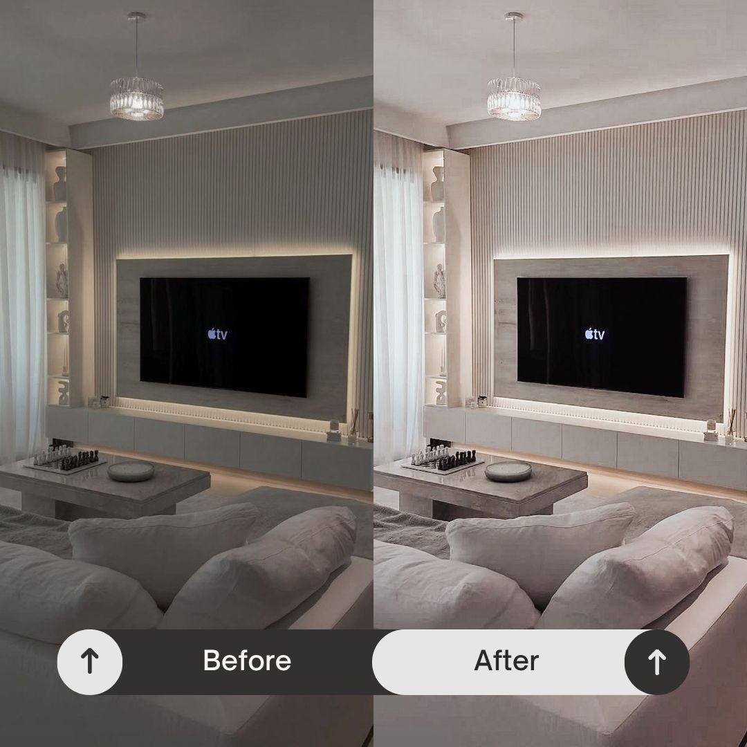 Inspired by modern interiors and luxury real estate, this pack transforms your photos into crisp, inviting visuals that highlight texture, structure, and design without overpowering the space.

Perfect For

• Interior, apartment, and home photography
• Real estate and property listings
• Modern, minimal aesthetics
• Lifestyle and at-home content
• Architecture and design visuals
• Clean, cohesive social media feeds