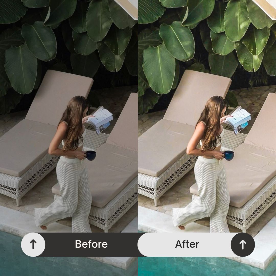 Inspired by coastal escapes, luxury destinations, and sun-soaked days, this pack transforms your photos into bright, scroll-stopping visuals that feel clean, modern, and effortlessly elevated.