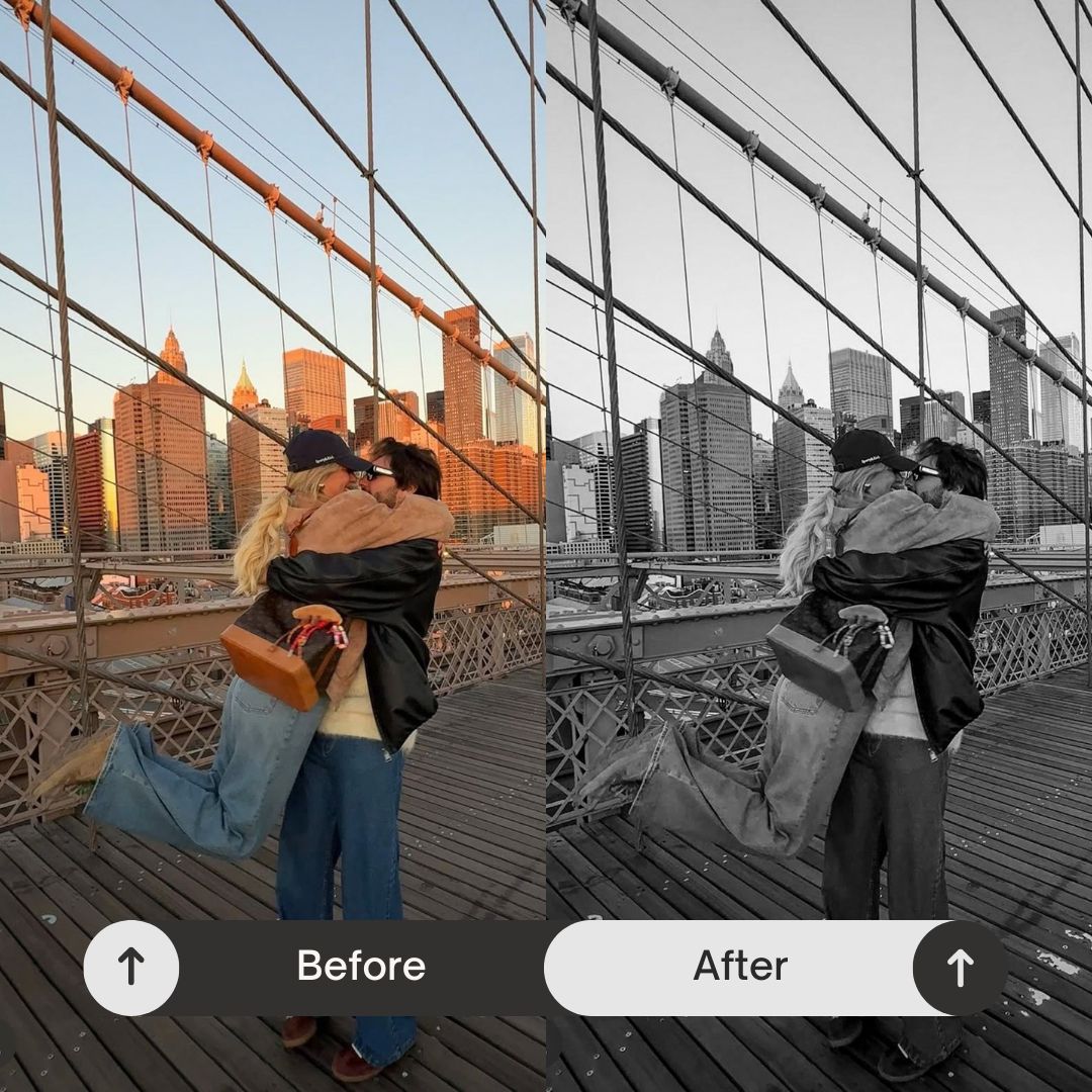 Inspired by classic photography and modern minimal aesthetics, this pack delivers a versatile black-and-white look that works across every style of content, from lifestyle and portraits to fashion, real estate, and brand visuals.