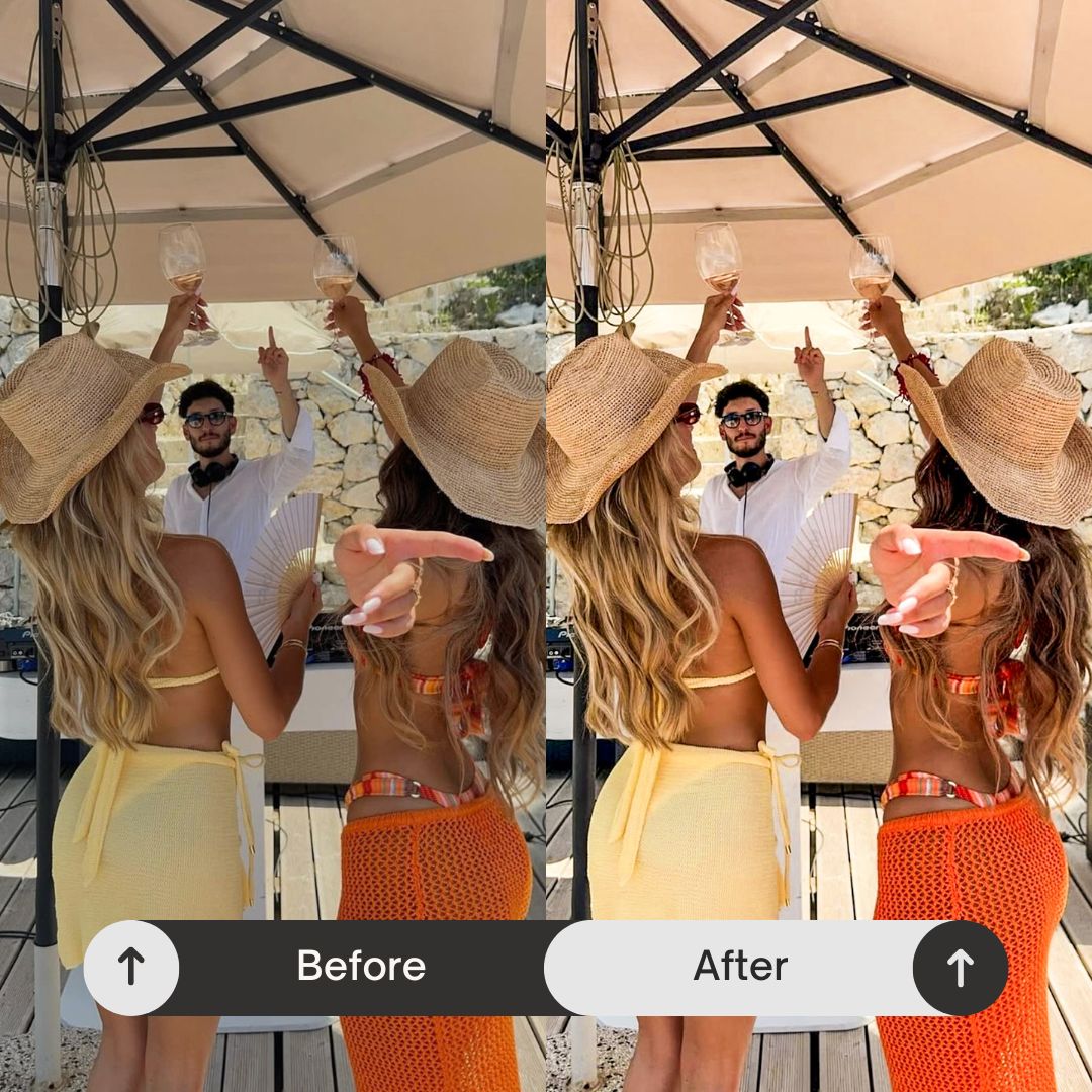 Designed to enhance soft pinks and light sky blues, sandy neutrals, and sunlit tones — bringing your beach content to life with a clean, radiant, and polished finish. Inspired by ocean air, golden light, and coastal calm, these presets create a bright, balanced aesthetic that feels both relaxed and elevated.