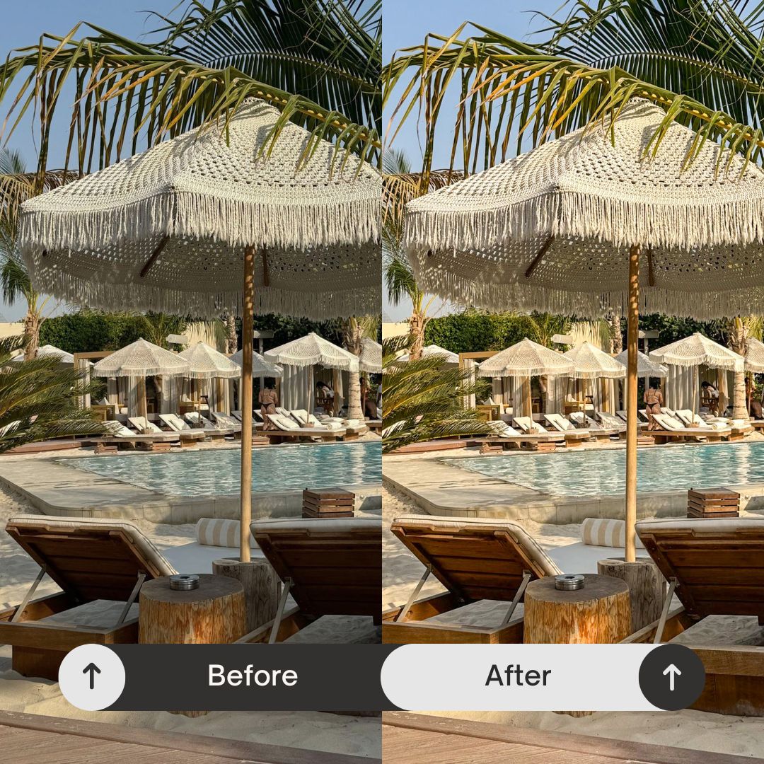 Designed to enhance soft pinks and light sky blues, sandy neutrals, and sunlit tones — bringing your beach content to life with a clean, radiant, and polished finish. Inspired by ocean air, golden light, and coastal calm, these presets create a bright, balanced aesthetic that feels both relaxed and elevated.