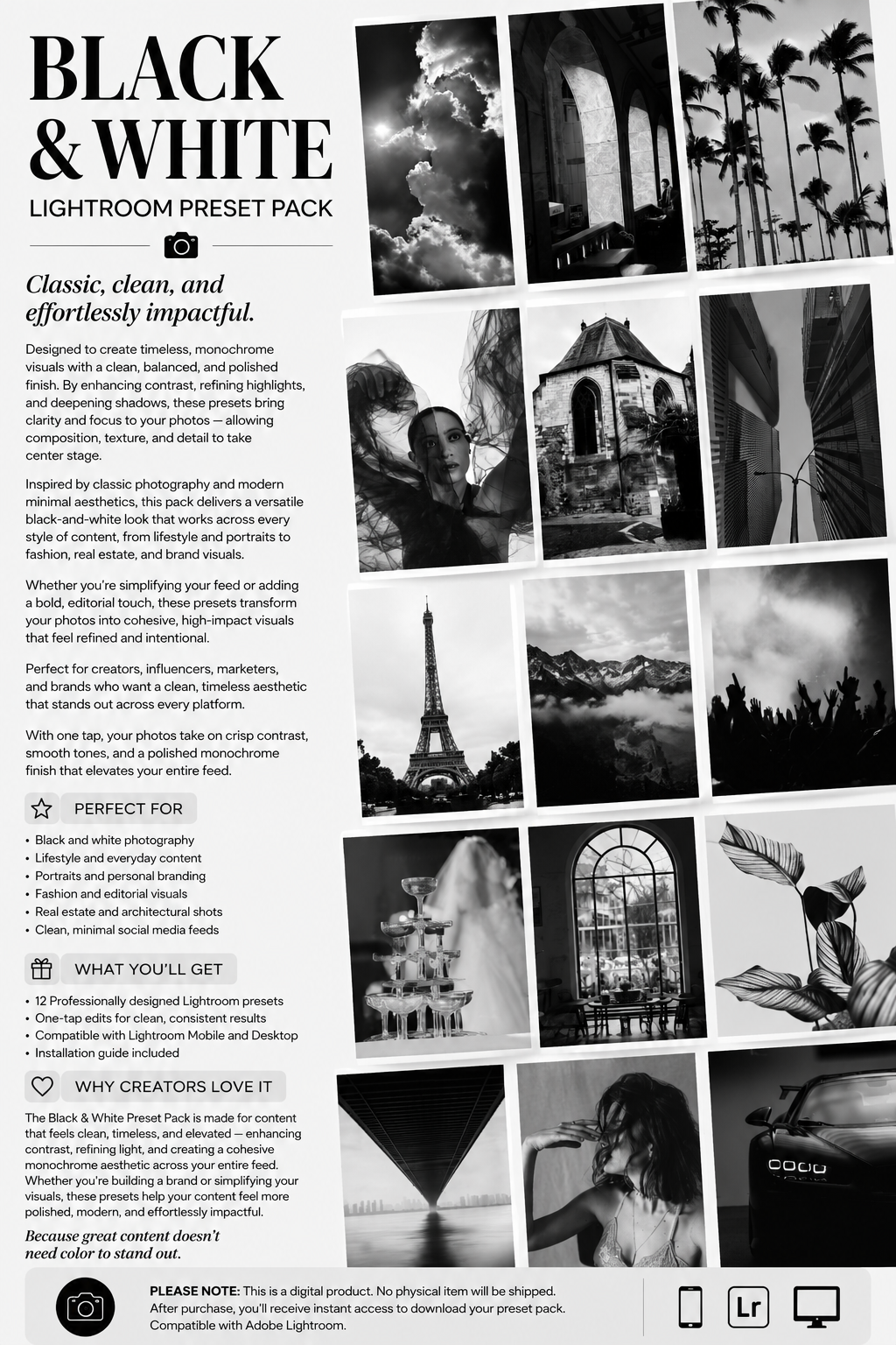 Lightroom Preset Pack Photography Sorority Rush Edits Filters Instagram Tiktok Social Media Luxury aesthetic high quality resolution 4K content
