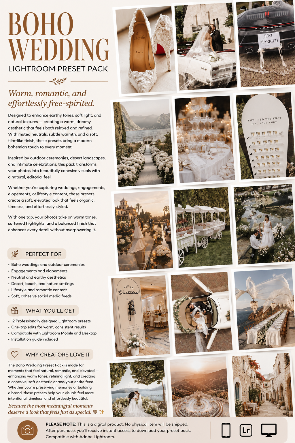 Lightroom Preset Pack Photography Sorority Rush Edits Filters Instagram Tiktok Social Media Luxury aesthetic high quality resolution 4K content wedding bride groom engagement marriage party ceremony ring video photography elegant 
