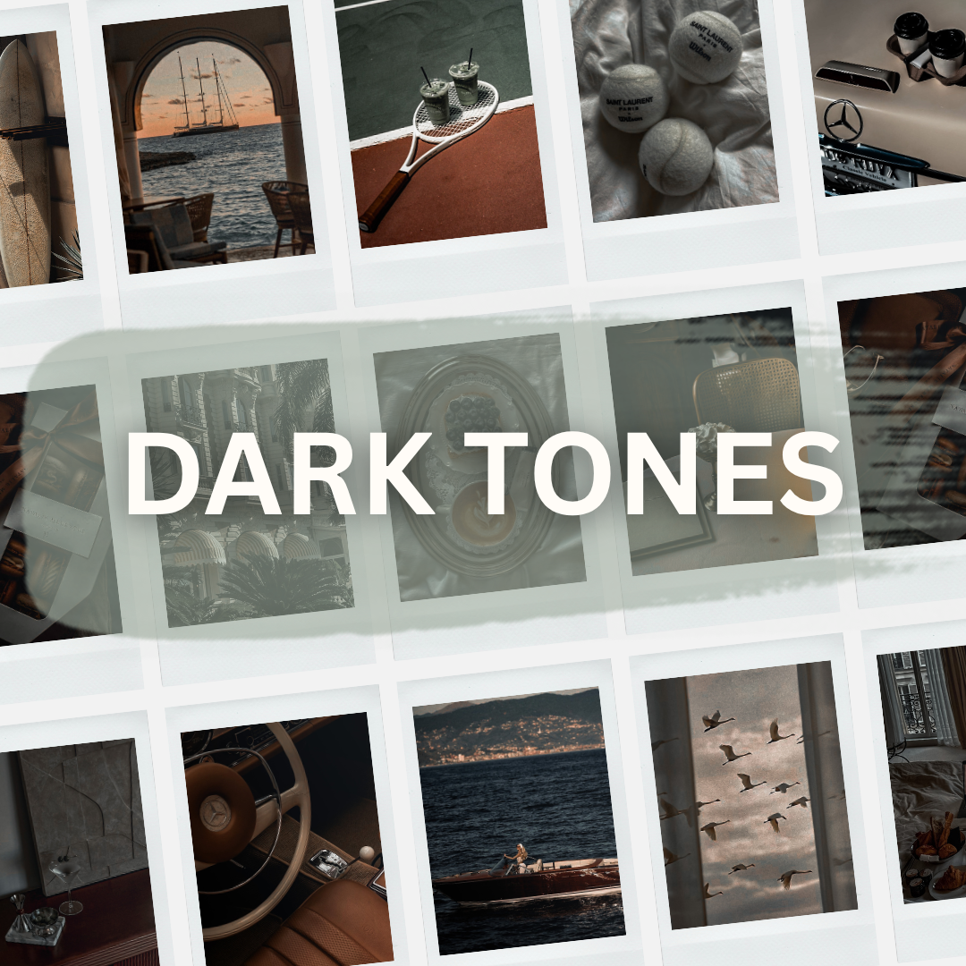 Lightroom Preset Pack Photography Sorority Rush Edits Filters Instagram Tiktok Social Media Luxury aesthetic high quality resolution 4K content campus university recruitment rush big little panhellenic greek dark moody quiet luxury rich mercedes BMW sunset boats mysterious gatsby