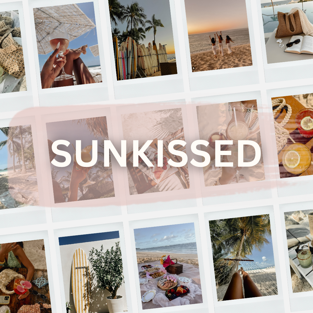 Sunkissed Lightroom Preset Pack Photography Sorority Rush Edits Filters Instagram Tiktok Social Media Luxury aesthetic high quality resolution 4K content campus university recruitment rush big little panhellenic greek sisterhood content creation summer beach club surfing fruit palm trees vacation tropical golden tan friendship fun girls trip retro Golden hour and sunset photography vacation bronzed sunlit tones lifestyle influencer warm cohesive tropical cohesive
